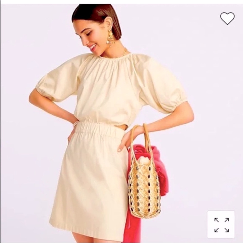 NWT J. Crew Puff-Sleeve Side-Cutout Mini Dress in Lightweight Chino sz 12